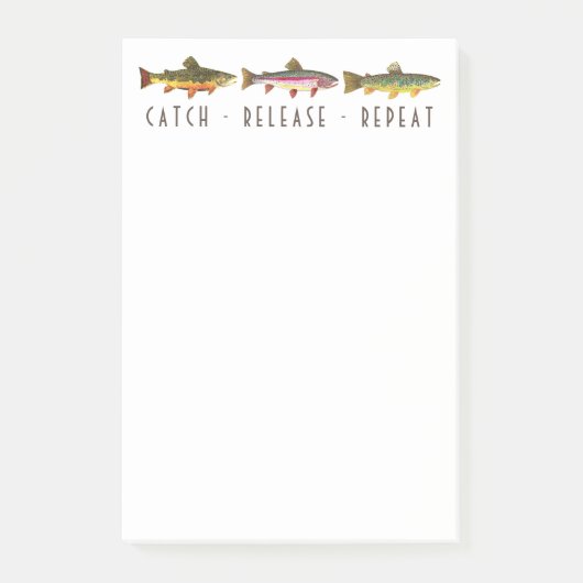 3 Vangsten forel Herhalen Vliegen Post-it® Notes (Voorkant)