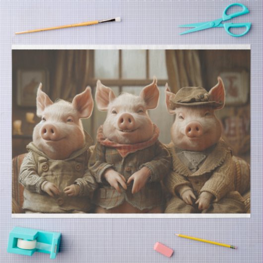 3 Varkens in Business Suites Decoupage Tissuepapier (Craft)
