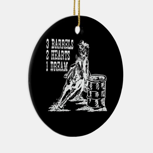 3 vaten 2 Harten 1 Dream Barrel Racing Keramisch Ornament (Rechts)