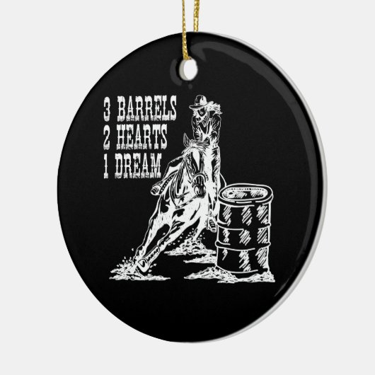 3 vaten 2 Harten 1 Dream Barrel Racing Keramisch Ornament (Links)