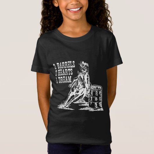3 vaten 2 Harten 1 Dream Barrel Racing T-shirt (Voorkant)