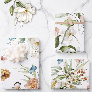 3 Vellen, Nederlands Stilleven Bloemschilderkunst, Inpakpapier Vel