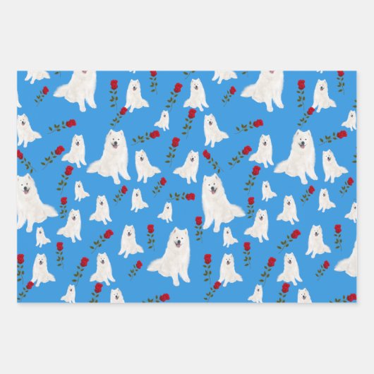 3 vellen Samoyed Design Gift Wrap Set (Voorkant)
