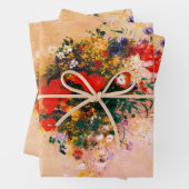 3 vellen van bloemen inpakpapier (In situ)