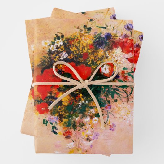 3 vellen van  bloemen inpakpapier (In situ)