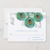 3 Veren Pauw Vogels Dark Wedding Response RSVP Kaartje (Achterkant)