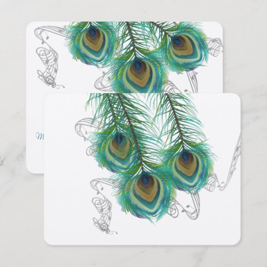 3 Veren Pauw Vogels Dark Wedding Response RSVP Kaartje (Voorkant / Achterkant)