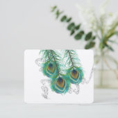 3 Veren Pauw Vogels Dark Wedding Response RSVP Kaartje (Staand voorkant)