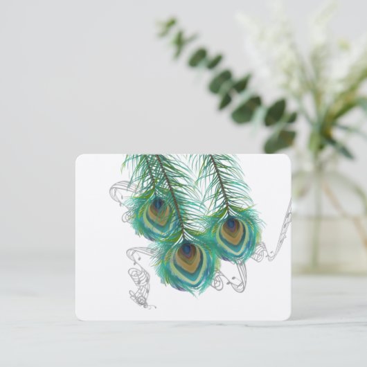 3 Veren Pauw Vogels Dark Wedding Response RSVP Kaartje (Staand voorkant)