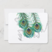 3 Veren Pauw Vogels Dark Wedding Response RSVP Kaartje (Voorkant)