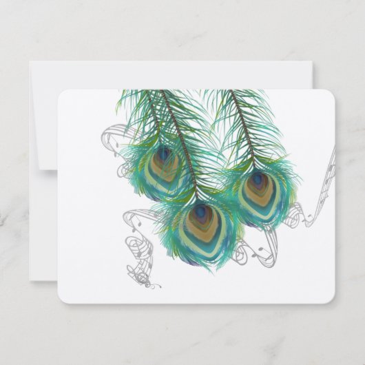 3 Veren Pauw Vogels Dark Wedding Response RSVP Kaartje (Voorkant)