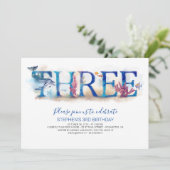 3 Verjaardagsuitnodiging onder het Zee Dolfijn Kaart (Staand voorkant)