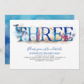 3 Verjaardagsuitnodiging onder het Zee Dolfijn Kaart (Voorkant / Achterkant)