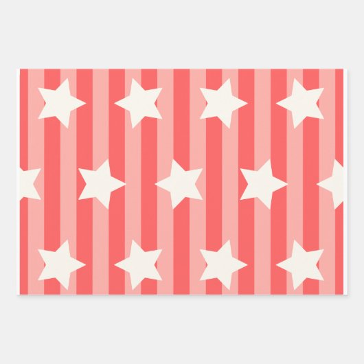 3 Verpakkende Document Bladen  Amerikaanse kleuren Inpakpapier Vel (Voorkant)