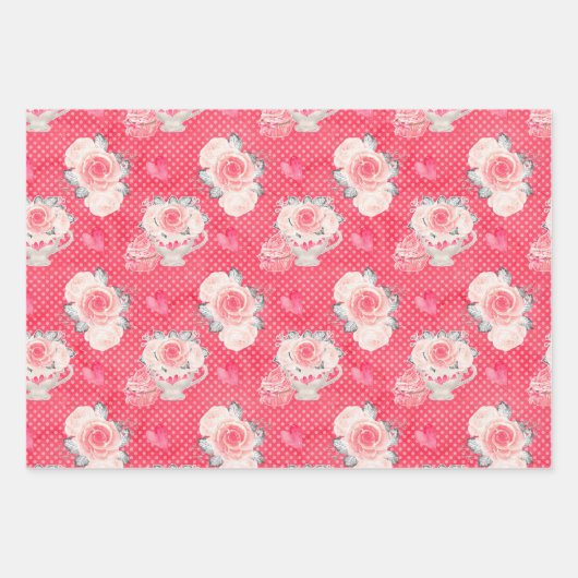 3 VerpakkingsValentijnsdag - Harten, Rozen en HOUD Inpakpapier Vel (Voorkant 3)