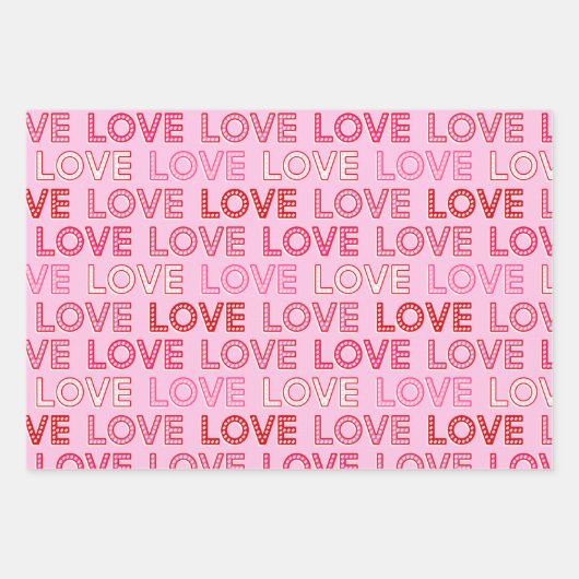 3 VerpakkingsValentijnsdag - Harten, Rozen en HOUD Inpakpapier Vel (Voorkant)