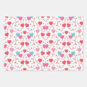 3 Verschillend  roze rood hartpatroon Inpakpapier Vel (Voorkant 3)