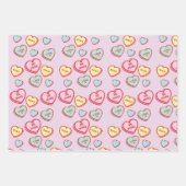 3 Verschillend  roze rood hartpatroon Inpakpapier Vel (Voorkant 2)