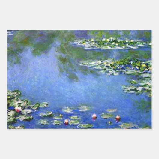 3 Verschillende bloemschilderijen van Claude Monet Inpakpapier Vel (Voorkant 3)