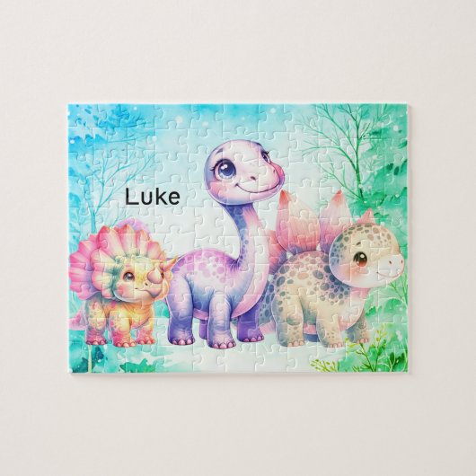 3 verschillende dinosaurussen legpuzzel (Horizontaal)