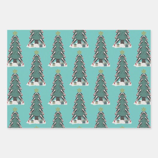 3 verschillende Funny Penguin Kerstmis Inpakpapier Vel (Voorkant 3)