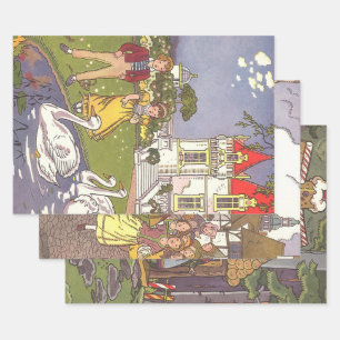 3 verschillende  Klassieke Fairy Tales van Hauman Inpakpapier Vel