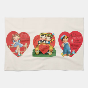 3 Verschillende Mooie Oude Hartjes voor Valentijns Theedoek