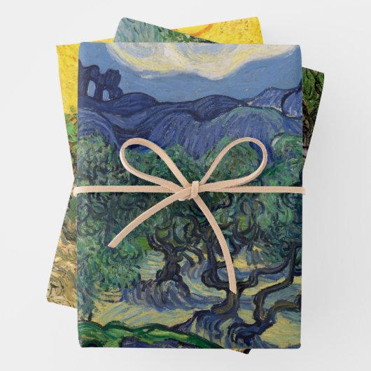 3 verschillende Olijfbomen Scènes van Vincent van Inpakpapier Vel (In situ)