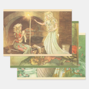 3 verschillende  prinses Fairy Tales Inpakpapier Vel