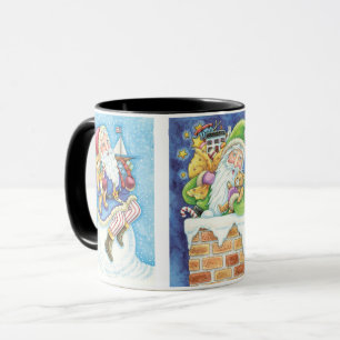 3 Verschillende Santa Claus Cartoon Kerstontwerpen Mok