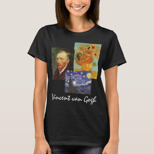 3 verschillende  schilderijen van Gogh T-shirt (Voorkant)