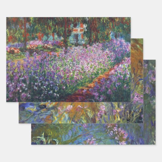 3 verschillende tuinkernen, Giverny van Claude Mon Inpakpapier Vel (Set)