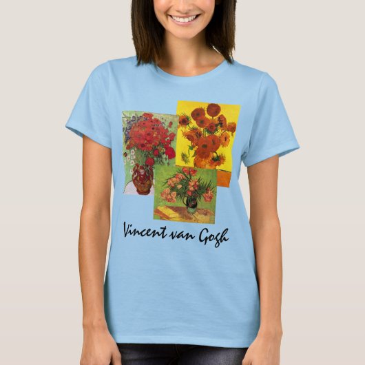 3 verschillende van Gogh  Floral Flowers Art T-shirt (Voorkant)