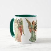 3 Verschillende Victoriaanse Engelen, Oud Kerstmis Mok (Voorkant links)