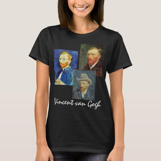 3 verschillende Vincent van Gogh Self Portret T-shirt (Voorkant)