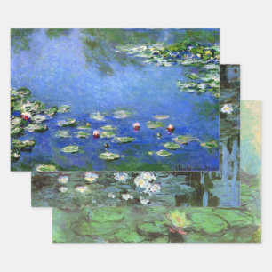 3 verschillende waterlistraten door Claude Monet Inpakpapier Vel