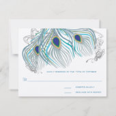 3 Veters Peacock Birds Wedding Response Kaart (Achterkant)