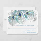 3 Veters Peacock Birds Wedding Response Kaart (Achterkant)