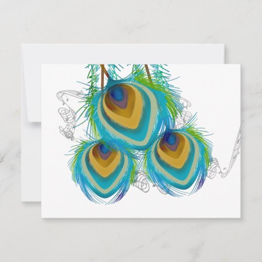 3 Veters Peacock Birds Wedding Response Kaart (Voorkant)