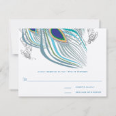 3 Veters Peacock Birds Wedding Response Kaart (Achterkant)