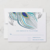 3 Veters Peacock Birds Wedding Response Kaart (Achterkant)