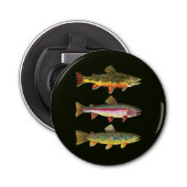 3 Vetforel voor Anglers en Ichthyologen Button Flesopener (Voorkant)