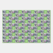 3 Vierkante fotocollage met tekst - blauw groen Inpakpapier Vel (Voorkant 2)