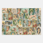 3 Vintage kerstangel-omhulsels Inpakpapier Vel (Voorkant 3)