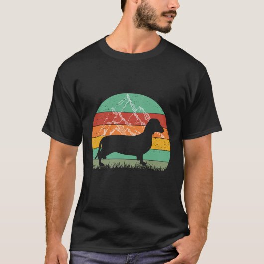 3 Vintage Retro Dachshund Silhouet T-shirt (Voorkant)