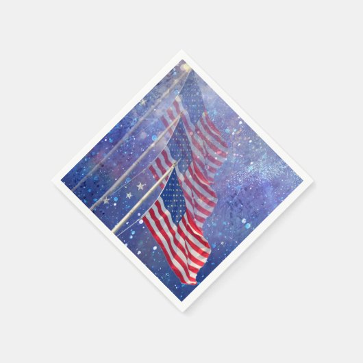 3 Vlaggen Napkins, patriottisch met Starry Sky & M Servetten (Hoek)