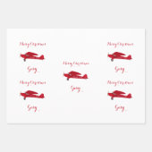 3 Vliegtuig met de naam Merry kerst - Persoonlijk  Inpakpapier Vel (Voorkant 3)