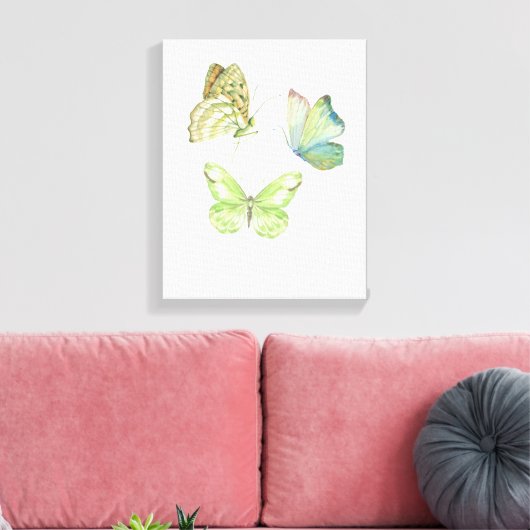 3 vlinders wanddecoratie - Gewikkeld canvas (Insitu (Woonkamer))