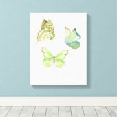 3 vlinders wanddecoratie - Gewikkeld Canvas (Insitu (Houten vloer))