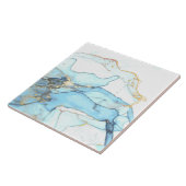 (3)Vloeibare oceaanblauw en goudmarmer Tegeltje (Zijkant)